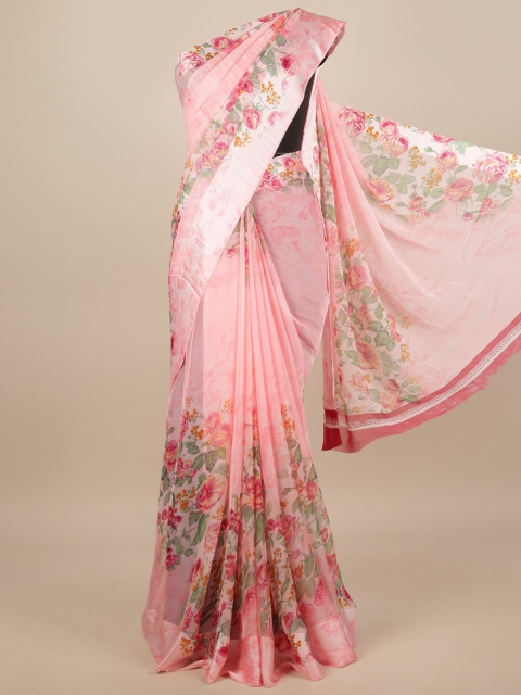 

Pothys Pink & Green Floral Printed Saree