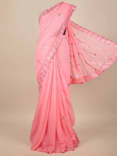 

Pothys Pink Floral Embroidered Saree