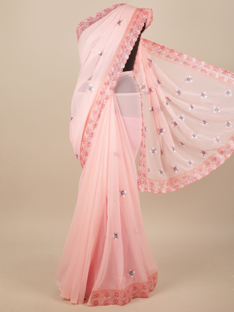 

Pothys Pink Floral Embroidered Saree