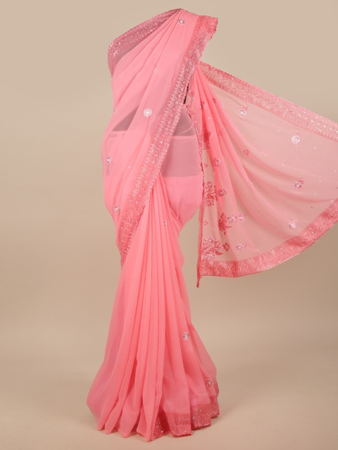 

Pothys Pink Floral Embroidered Saree