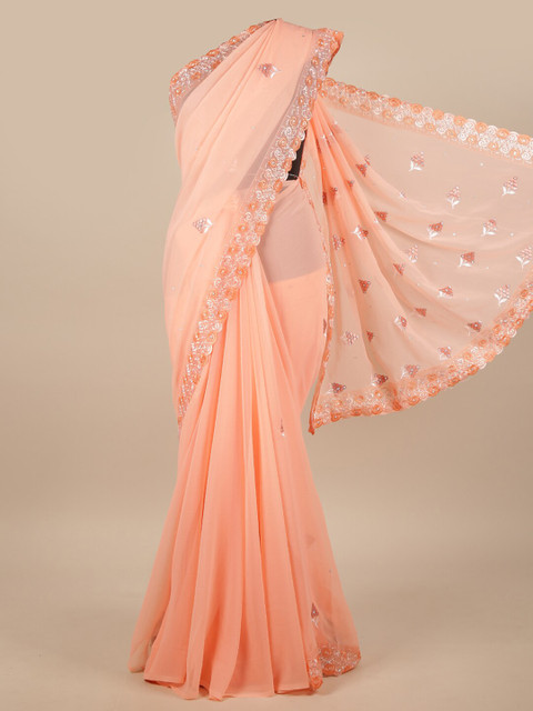 

Pothys Pink Floral Embroidered Saree