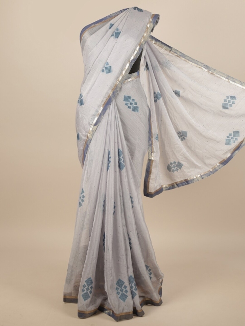 

Pothys Grey & Blue Printed Saree
