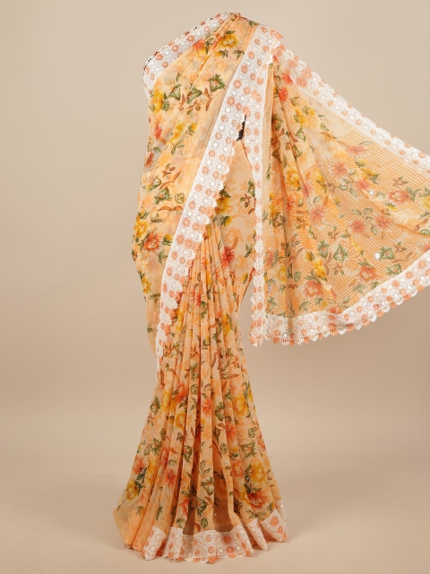

Pothys Orange & Yellow Floral Printed Saree