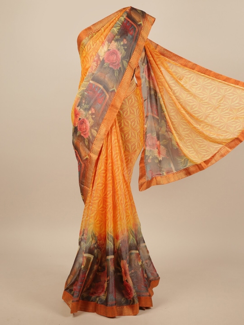 

Pothys Yellow & Red Floral Printed Zari Saree