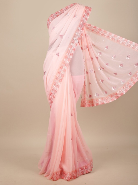 

Pothys Pink Floral Embroidered Saree