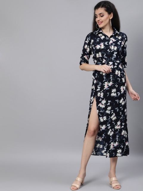 

AASI - HOUSE OF NAYO Black & White Floral Crepe Maxi Midi Dress