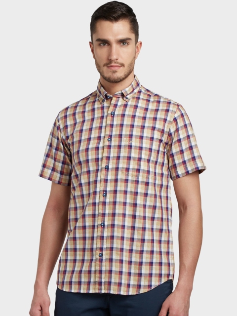 

ColorPlus Men Red Tailored Fit Opaque Checked Casual Shirt
