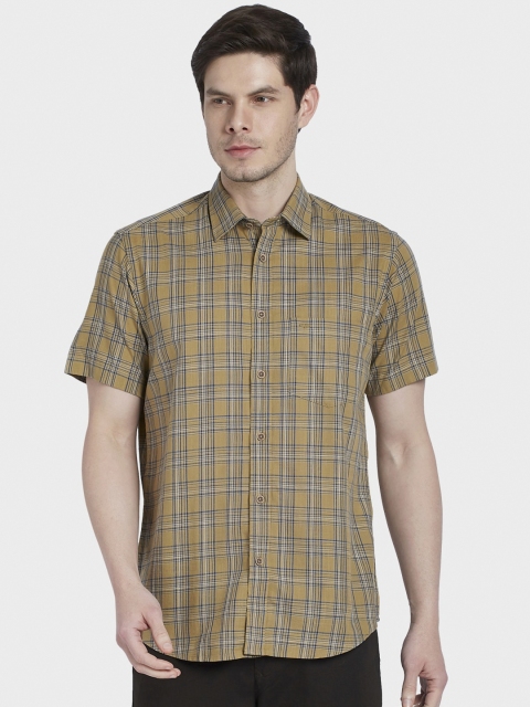 

ColorPlus Men Brown Tailored Fit Tartan Checks Opaque Checked Casual Shirt