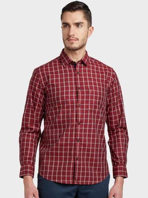

ColorPlus Men Red Tailored Fit Opaque Checked Casual Shirt