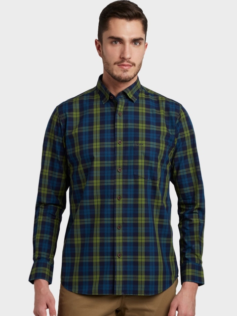 

ColorPlus Men Green Opaque Checked Casual Shirt