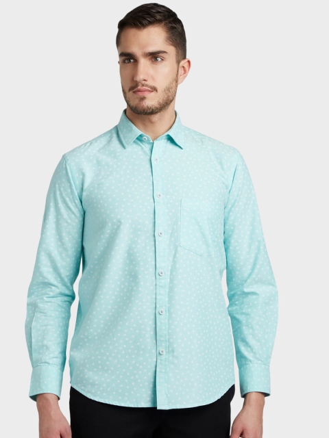 

ColorPlus Men Green & White Tailored Fit Opaque Printed Cotton Casual Shirt