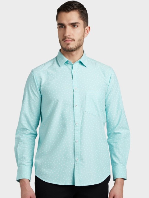 

ColorPlus Men Sea Green Tailored Fit Micro Ditsy Printed Casual Shirt
