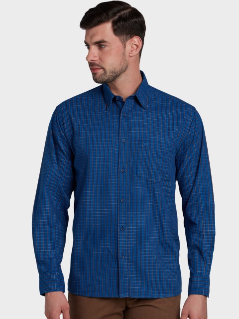 

ColorPlus Men Blue Opaque Checked Casual Shirt