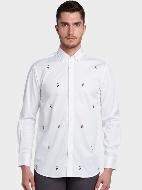 

ColorPlus Men White Tailored Fit Opaque Casual Shirt