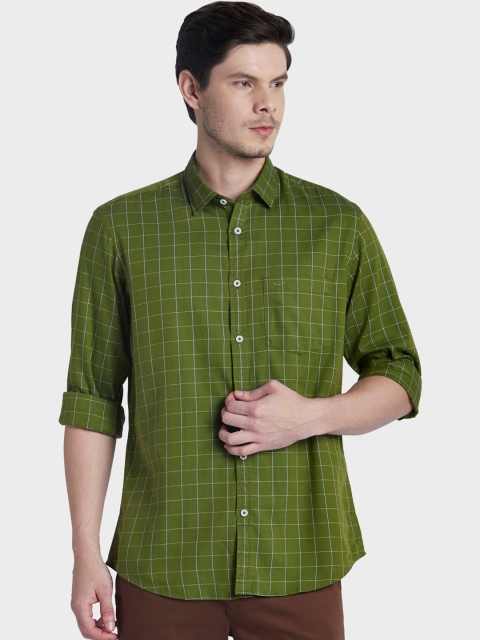 

ColorPlus Men Green Tailored Fit Opaque Checked Casual Shirt