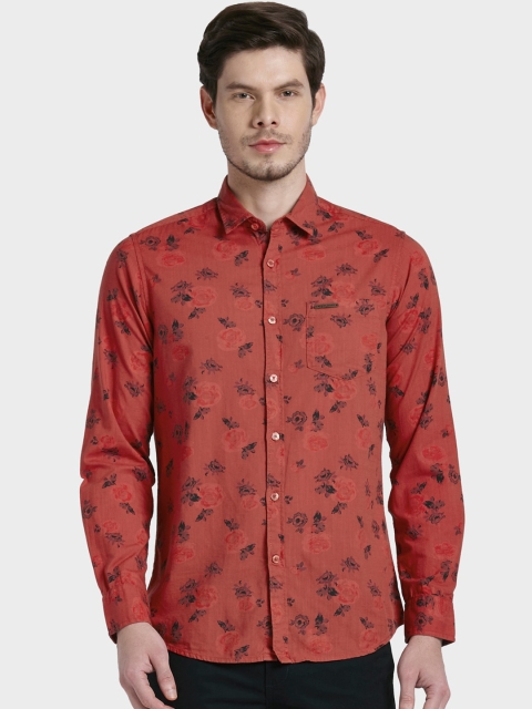 

ColorPlus Men Rust Opaque Printed Casual Shirt