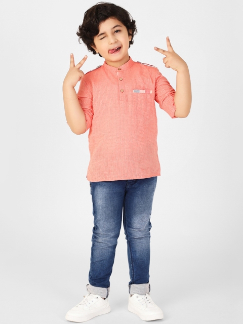 

Fabindia Boys Pink Cotton Kurta