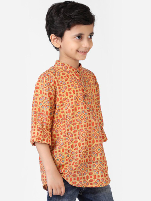 

Fabindia Boys Red Thread Work Pathani Kurta
