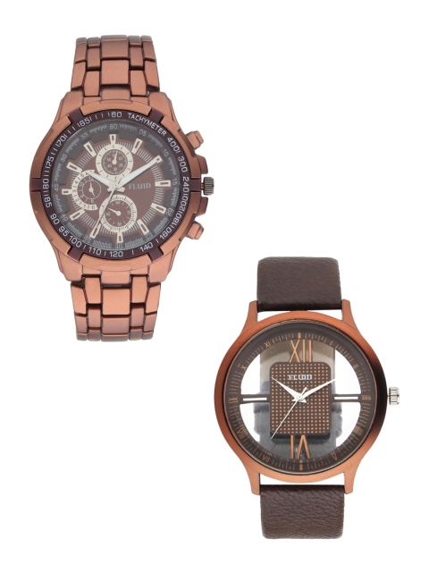 

FLUID Unisex Brown Dial & Brown Straps Analogue Couple Watches FLPR-002