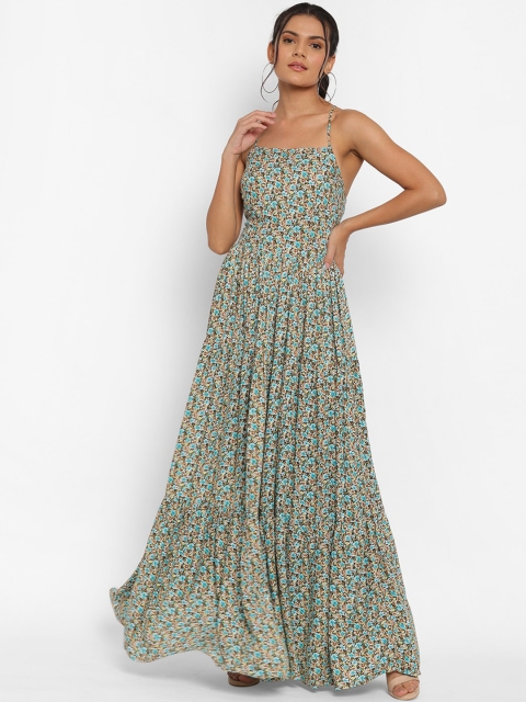 

Twenty3 Woman Green Noddle strap Floral Maxi Dress