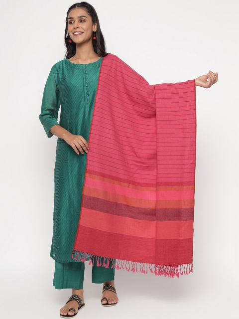 

Fabinidia Women Magenta & Purple Woven Design Woolen Shawl