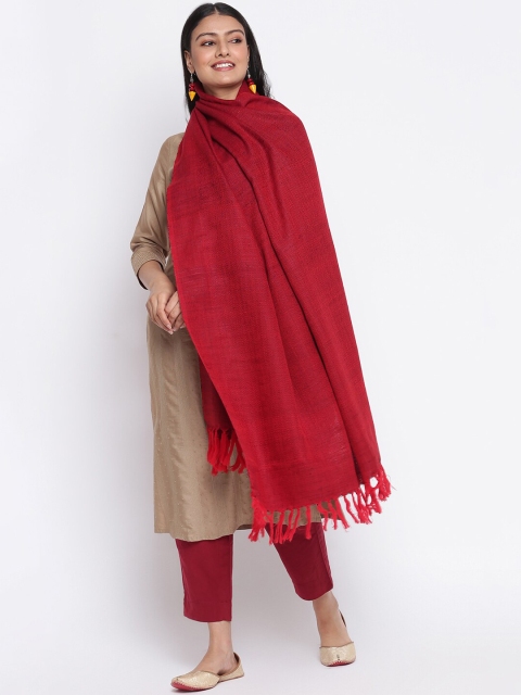 

Fabindia Women Red Solid Shawl