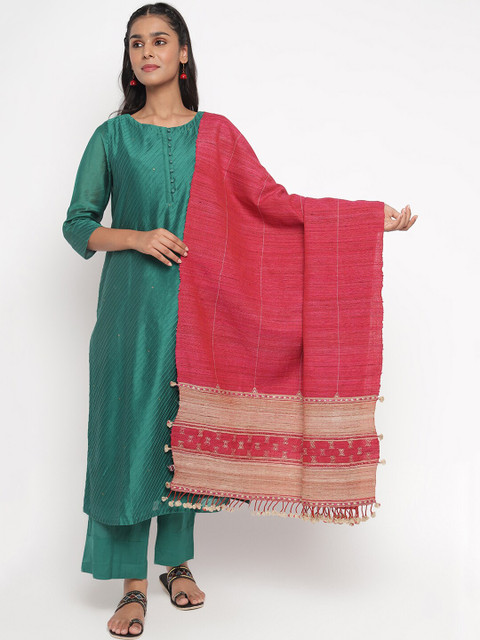 

Fabindia Women Pink & Beige Woven Design Shawl