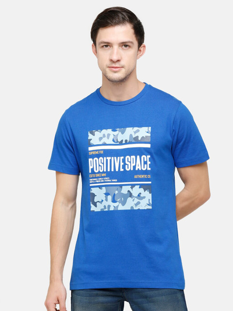 

Classic Polo Men Blue Printed Applique Slim Fit T-shirt