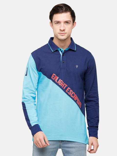 

Classic Polo Men Navy Blue Polo Collar ColourBocked Slim Fit T-shirt