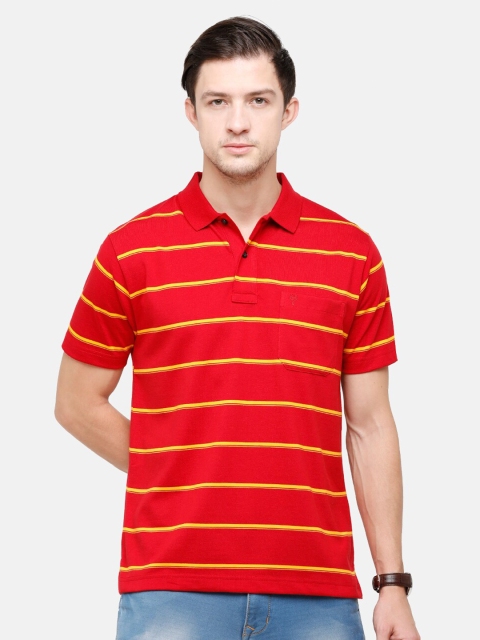 

Classic Polo Men Red Striped Polo Collar Pockets T-shirt