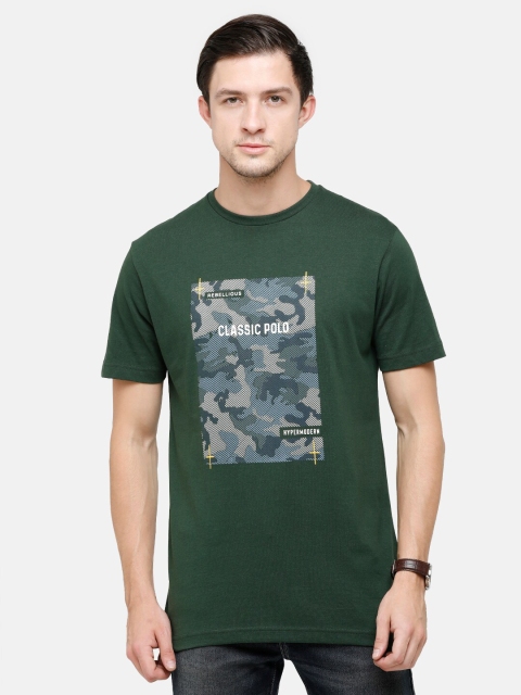 

Classic Polo Men Green Printed Applique Slim Fit T-shirt