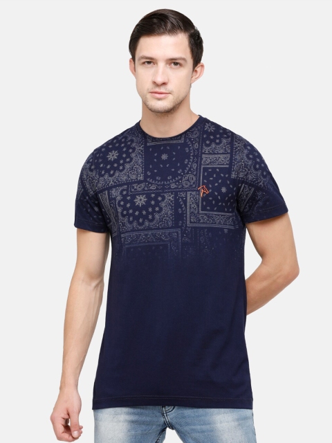 

Classic Polo Men Blue Printed Pockets Slim Fit T-shirt