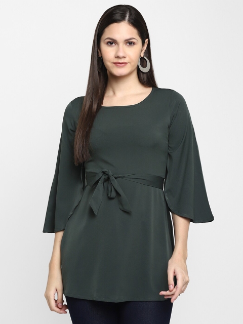 

CHRISTEENA Woman Green Cinched Waist Top