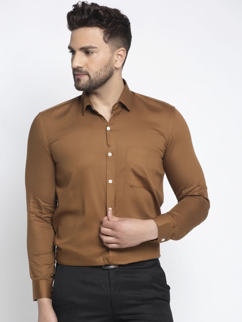 

JAINISH Men Brown Smart Opaque Printed Formal Shirt