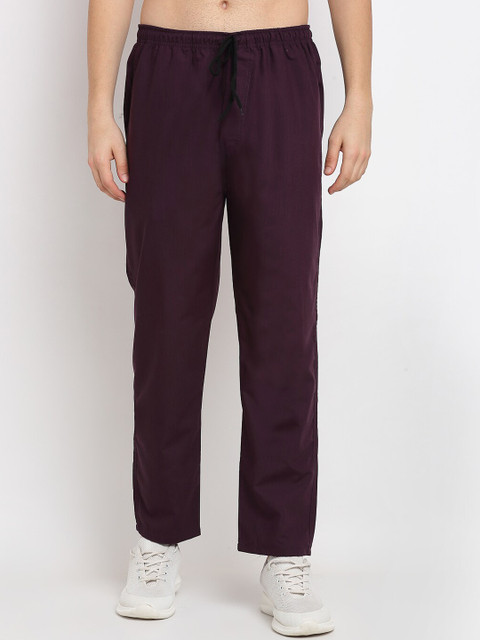 

JAINISH Men Burgundy Solid Track Pants