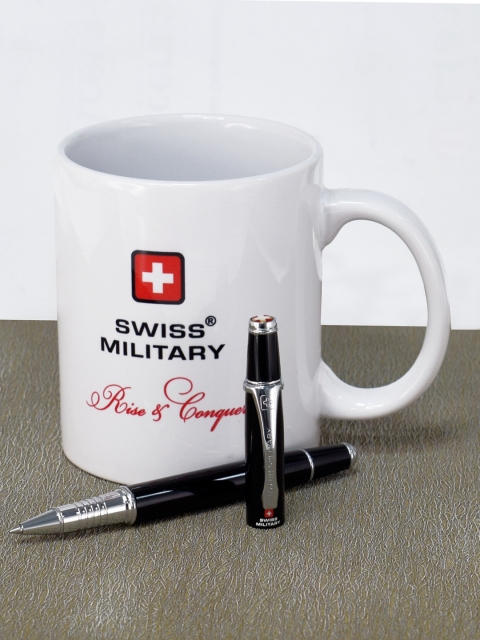 

SWISS MILITARY Black & Silver-Toned Penguin Roller Ball Pen