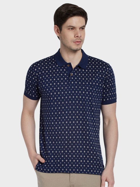 

ColorPlus Men Navy Blue Printed Polo Collar T-shirt
