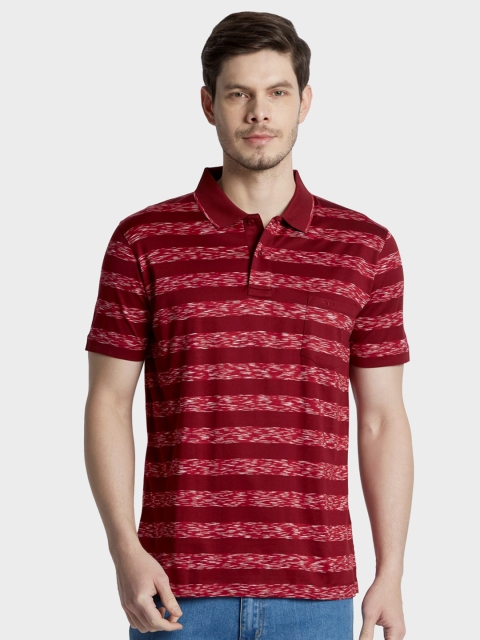 

ColorPlus Men Red Striped Polo Collar T-shirt