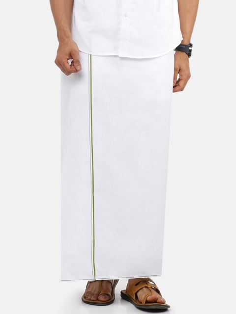 

Ramraj Men White Pure Cotton Dhoti With Green Border
