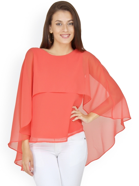 

20Dresses Women Coral Solid Layered Top