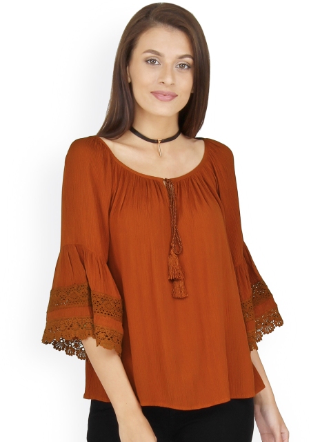 

20Dresses Women Rust Brown Solid Top