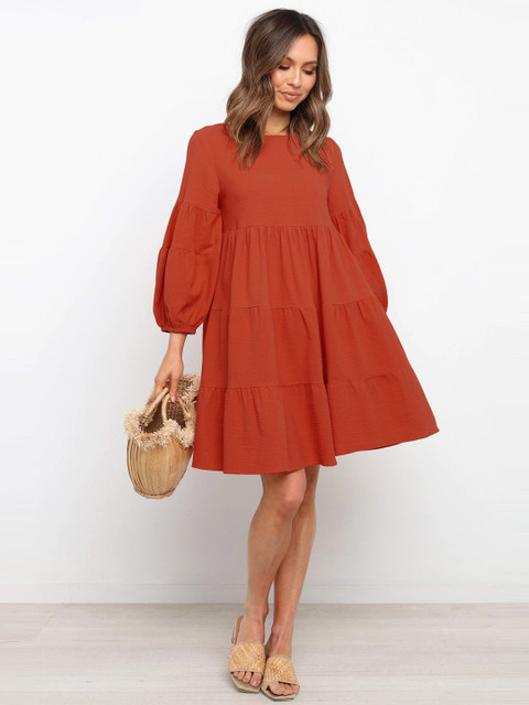

URBANIC Orange A-Line Dress