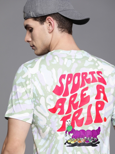 

Nike Men White Green AS M NSW BLACK LIGHT TIE DYE Typography Printed Pure Cotton T-shirt
