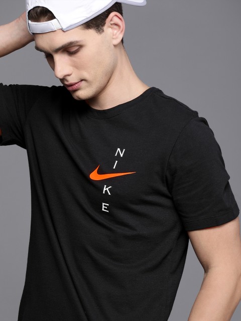 

Nike Men Black AS M NK DF SLUB WC Brand Logo Printed Round Neck T-shirt