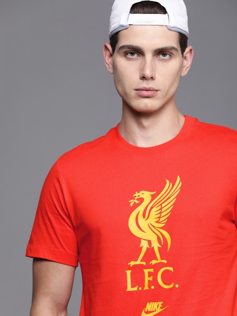 

Nike Men Rust Red Printed FUTR CREST Pure Cotton Liverpool Football Pure Cotton T-shirt
