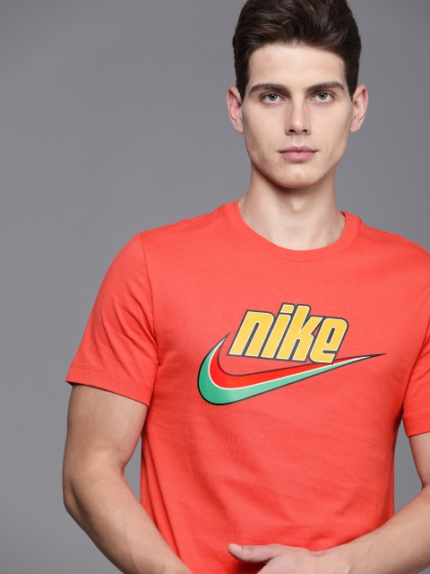 

Nike Men Red Brand Logo Print Pure Cotton KEEP IT CLEAN TEE Pure Cotton T-shirt