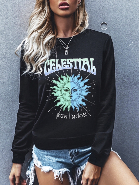 

URBANIC Women Black Printed Sweatshirt