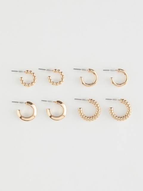 

H&M Women Pack of 4 Gold Toned Metal & Gold Plated Hoop Earrings