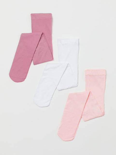 

H&M Kids-Girls White & Pink 3-Pack Tights