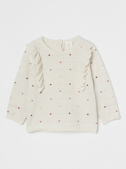 

H&M Infant-Girls White Flounced Fine-Knit Jumper